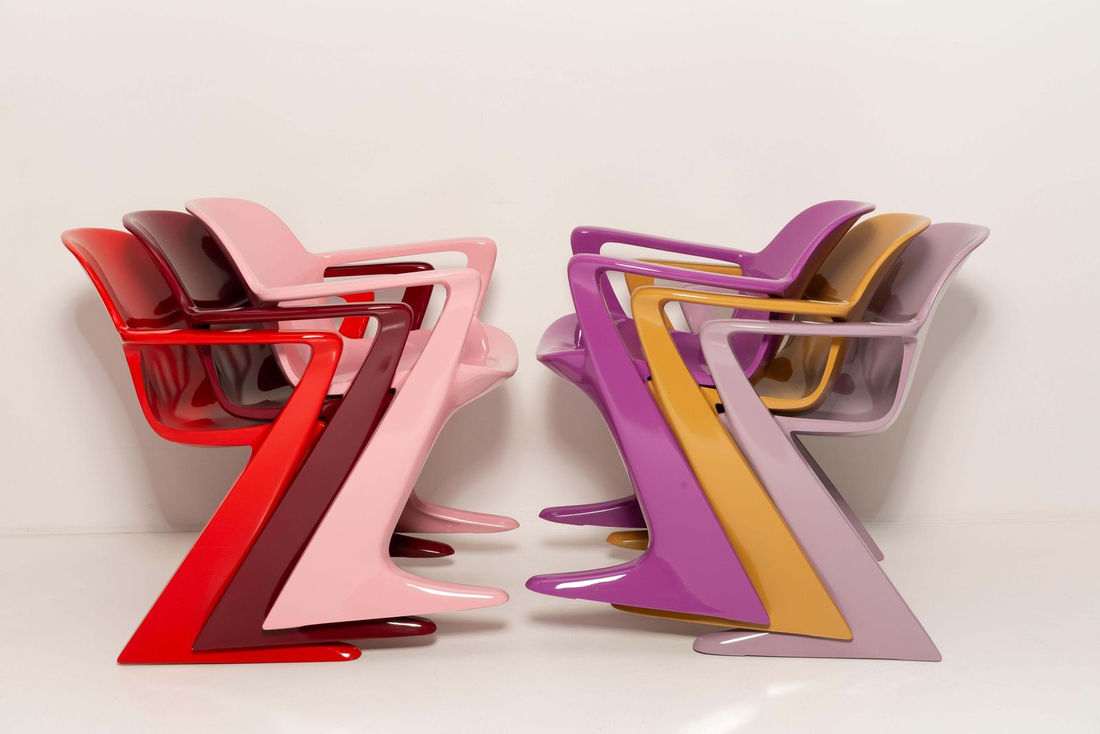 photo for sale Set Of Six Mid Century Kangaroo Chairs, Ernst Moeckl, Germany, 1968