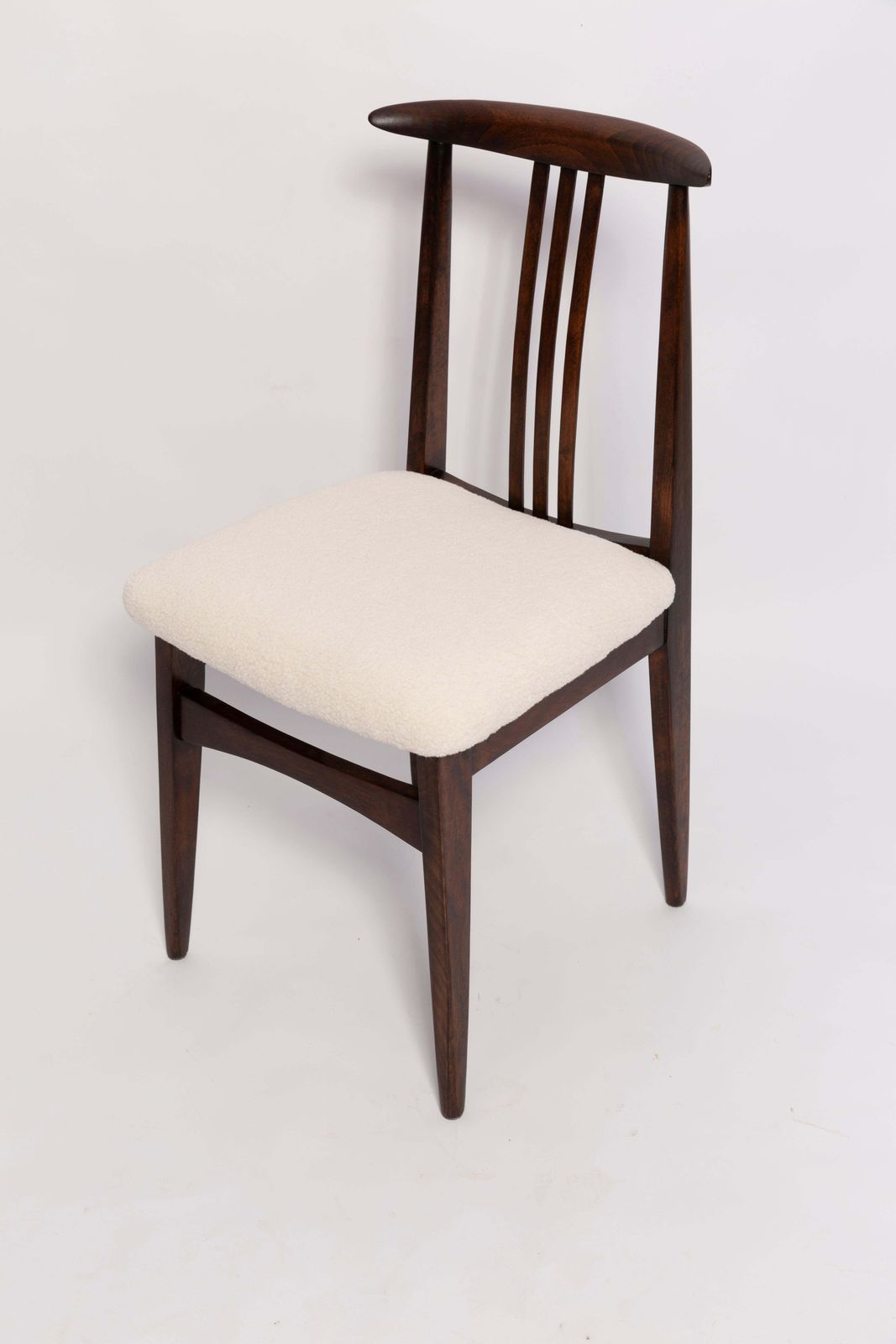 Set Of Twelve Mid Century Cream Boucle Chairs By M. Zielinski, Europe, 1960s photo vintage