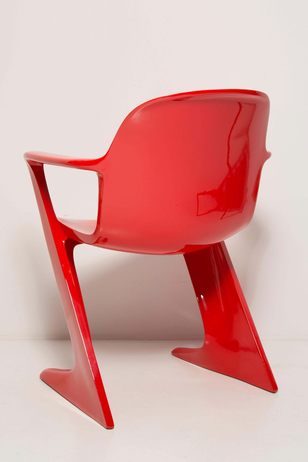 photo for sale Set Of Six Midcentury Signal Red Kangaroo Chairs, Ernst Moeckl, Germany, 1968