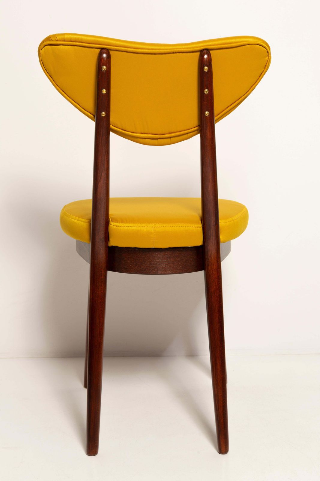 Furniture Twelve Midcentury Heart Chairs, Yellow Satin Dedar Gildo Fabric, Europe, 1960s photo