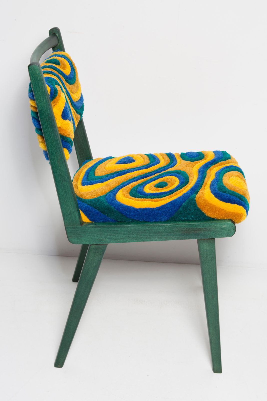 Tien Mid Century Fauteuils, Groen En Geel Gewatteerde Wollen Bekleding, Europa, Polen, Ca. Jaren 1960 photo Meubels