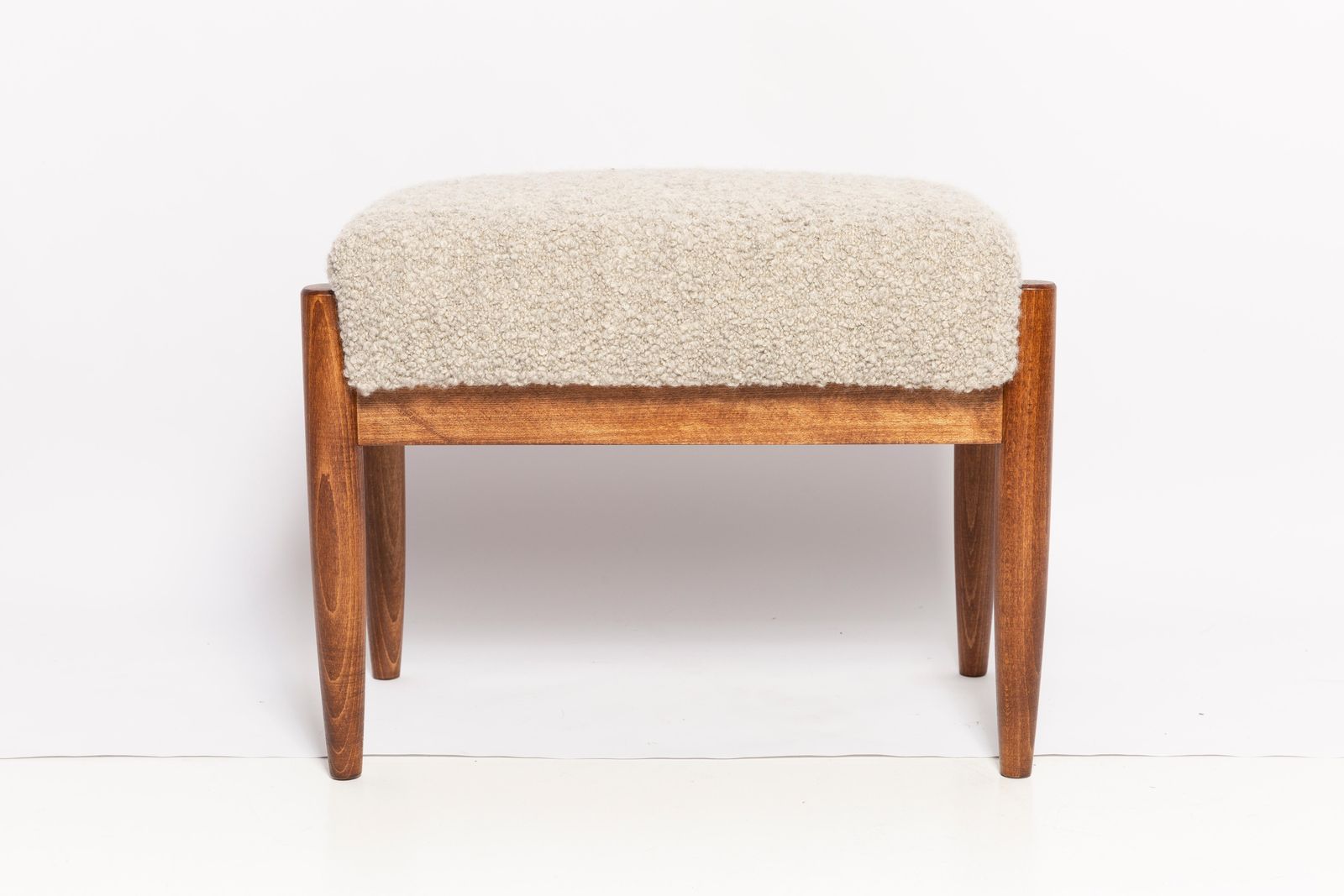 Midcentury Gray Alpaca Wool Stool, Edmund Homa, Poland, 1960s photo Furniture