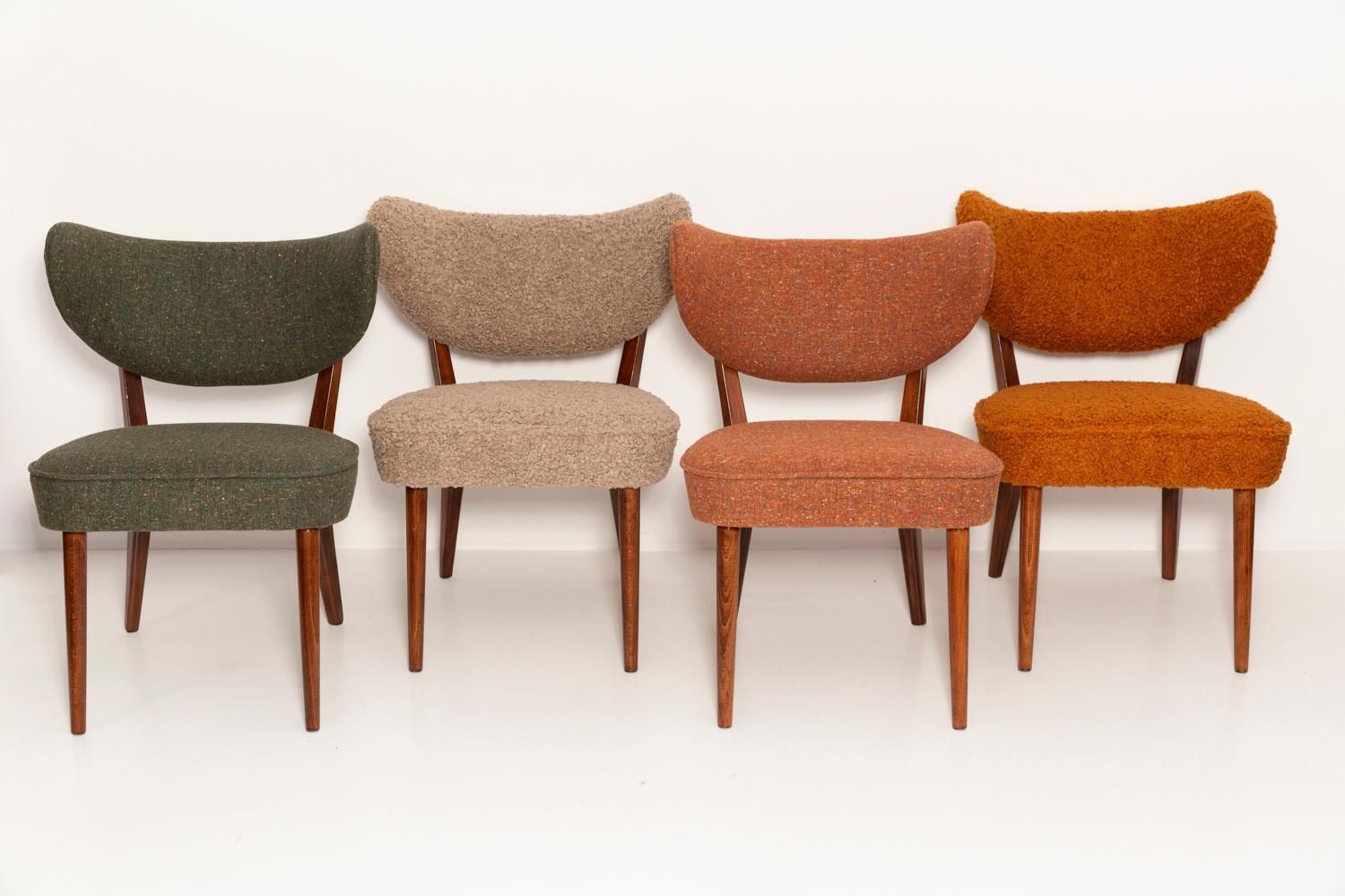 photo vinterior Set Of Four Boucle Shell Club Chairs And Dining Table, By Vintola Studio, Poland