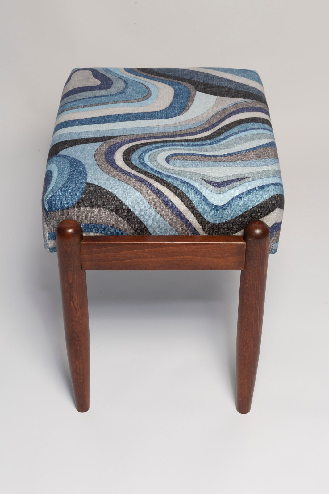 Set Van Twee Blauwe Linnen Mid Century Gfm Krukken, Edmund Homa, Europa, Jaren 1960 photo vinterior