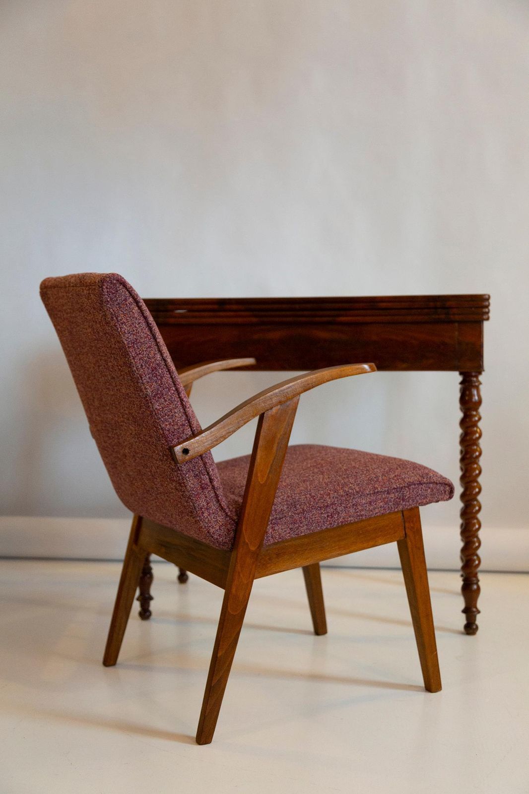 Mid Century Vintage Purple Melange Armchair By Mieczyslaw Puchala, 1960s photo Furniture