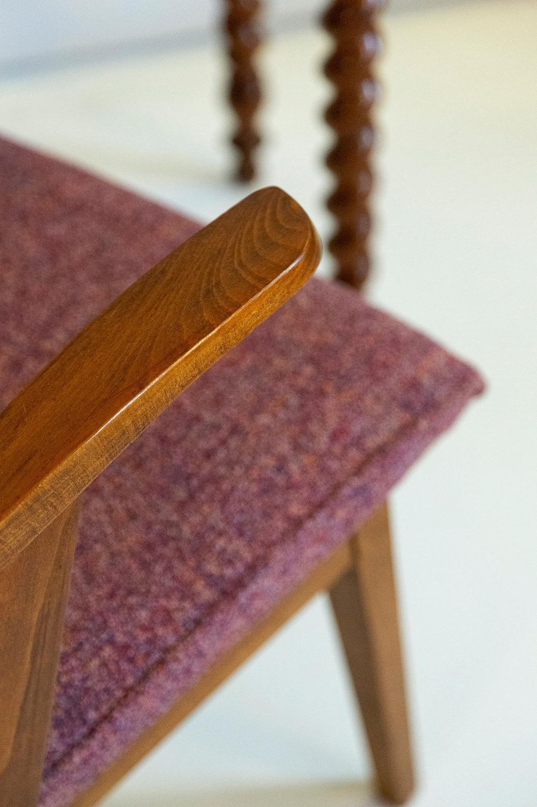 Mid Century Vintage Purple Melange Armchair By Mieczyslaw Puchala, 1960s photo buy