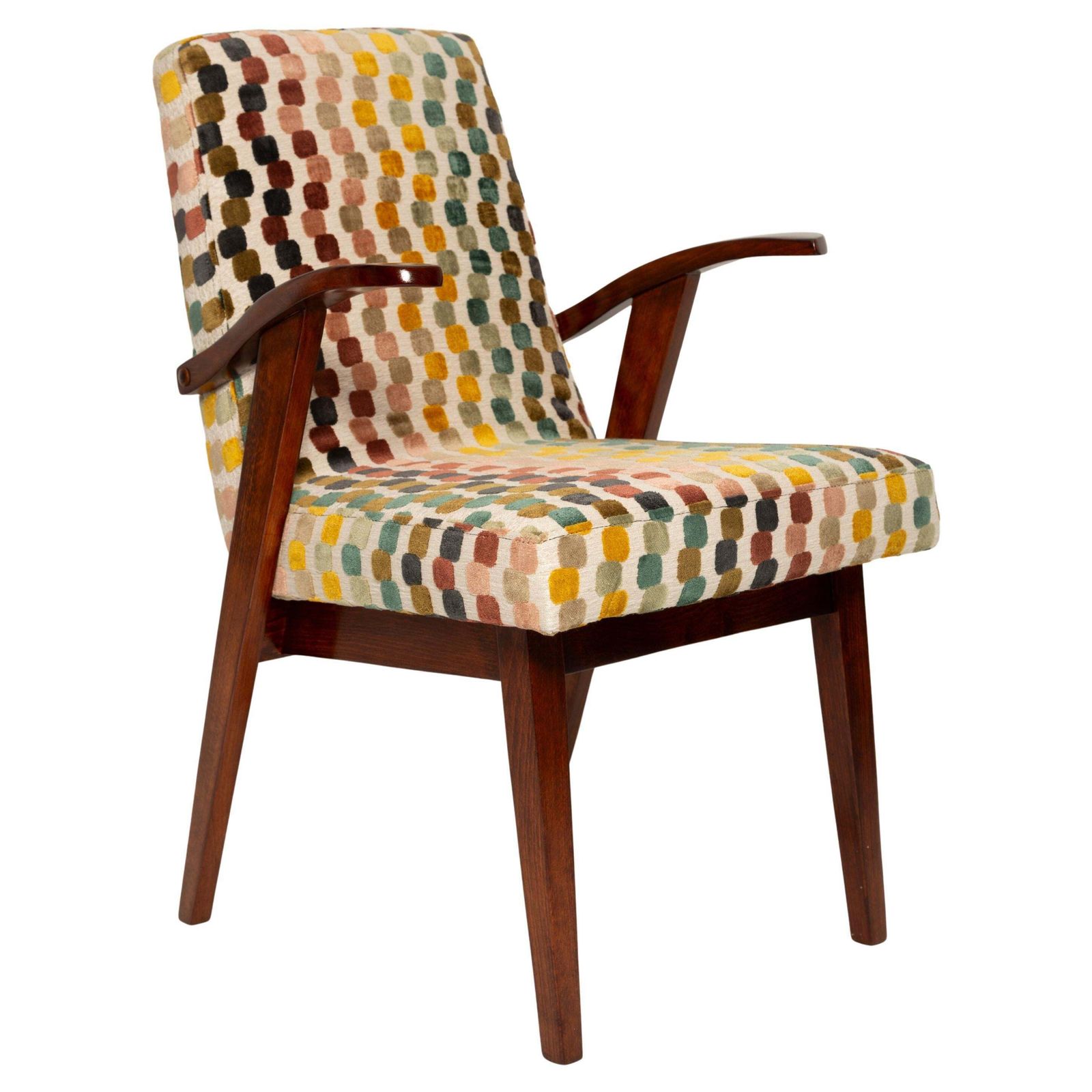 Mid Century Orphisme Multicolored Velvet Armchair By M. Puchala, Europe, 1960s