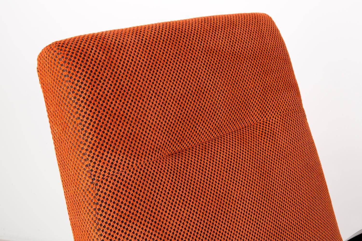 20th Century Unique Armchair, Orange Velvet, Lejkowski Lesniewski, 1970s, Poland photo Furniture
