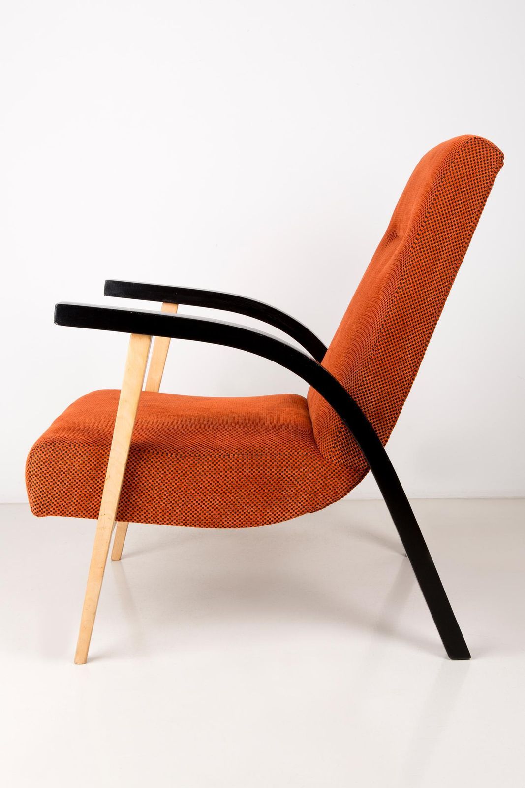20th Century Unique Armchair, Orange Velvet, Lejkowski Lesniewski, 1970s, Poland photo 1020.0