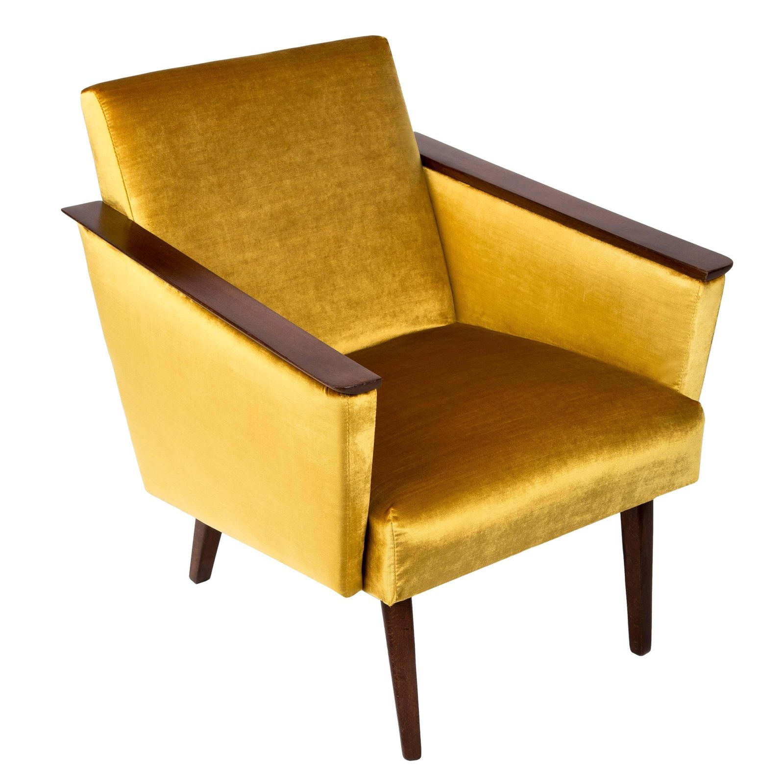 Mid Century Yellow Mustard Armchair, 1960s, Ddr, Germany.
