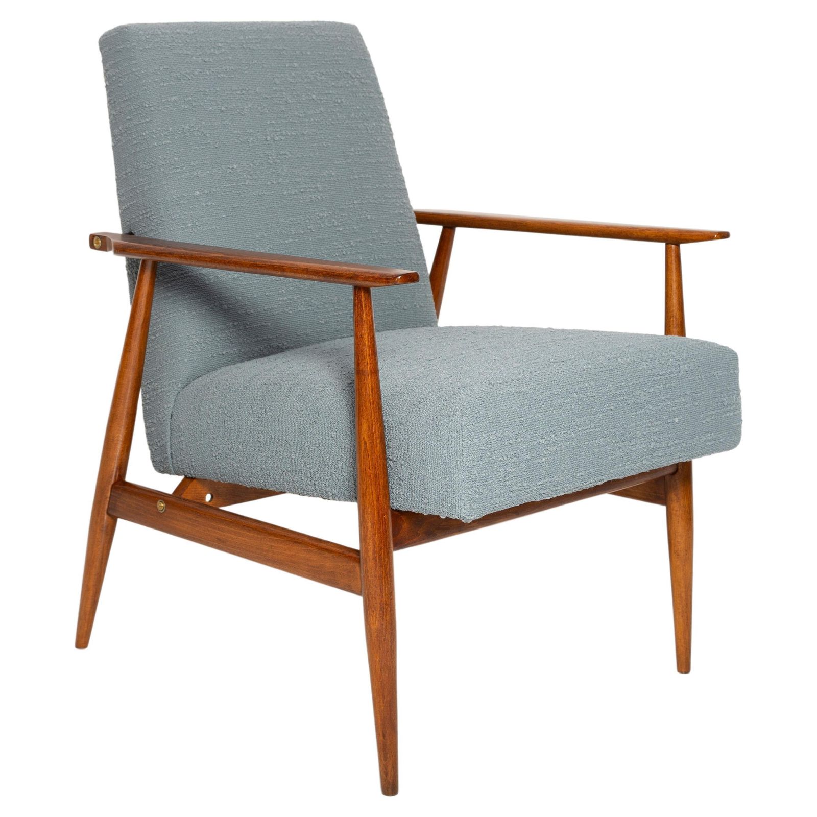 Mid Century Gray Blue Boucle Dante Armchair, H. Lis, 1960s