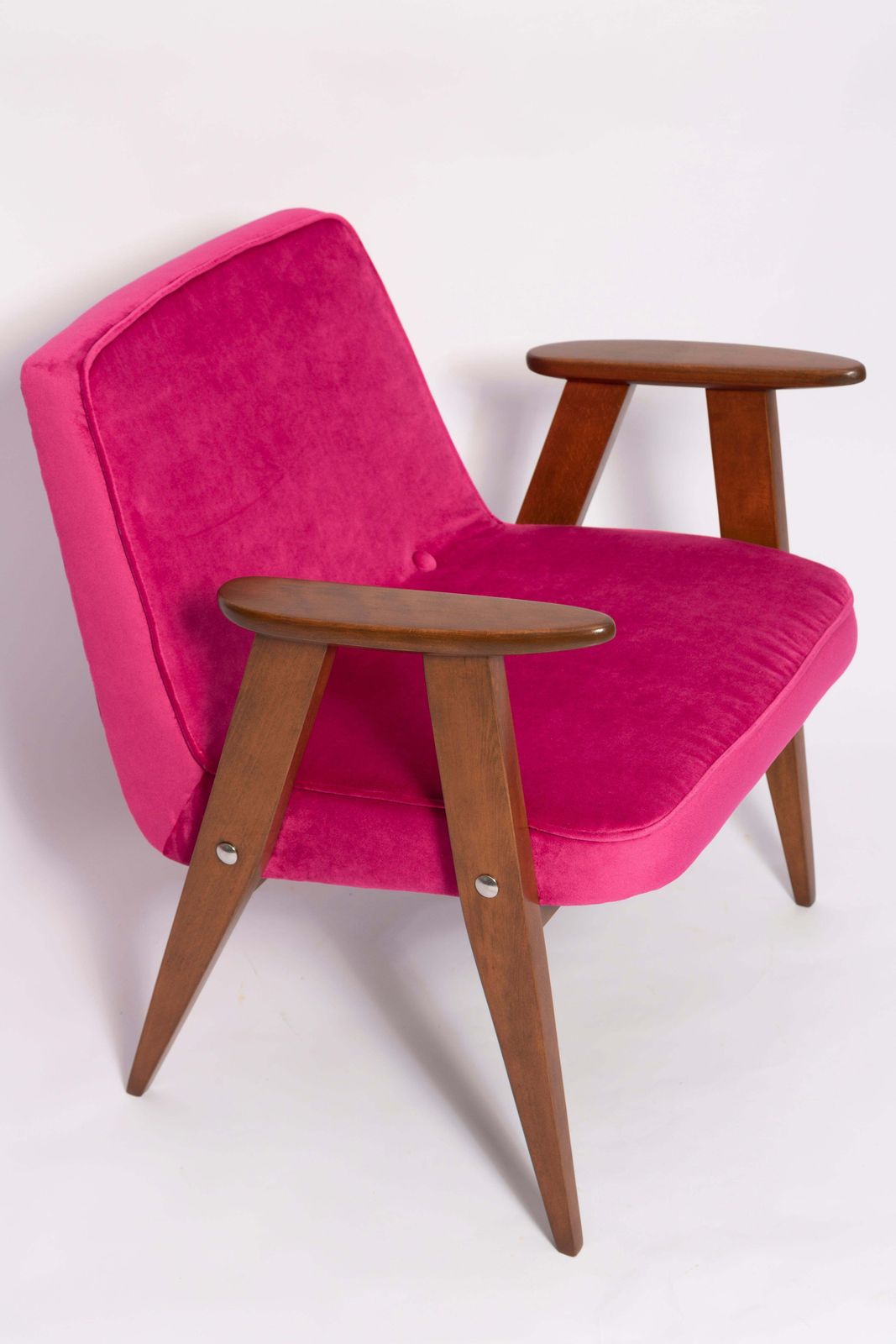 Mid Century 366 Armchair In Pink Velvet, By Jozef Chierowski, Europe 1960s photo for sale