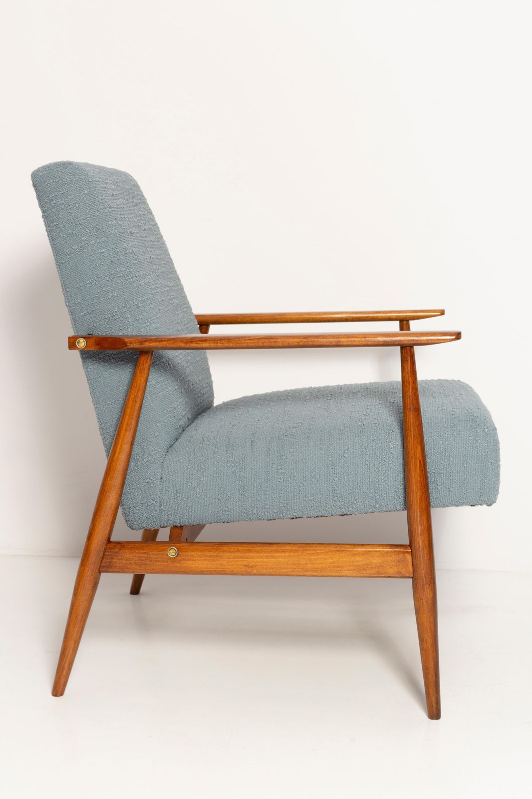 Mid Century Gray Blue Boucle Dante Armchair, H. Lis, 1960s photo vintage