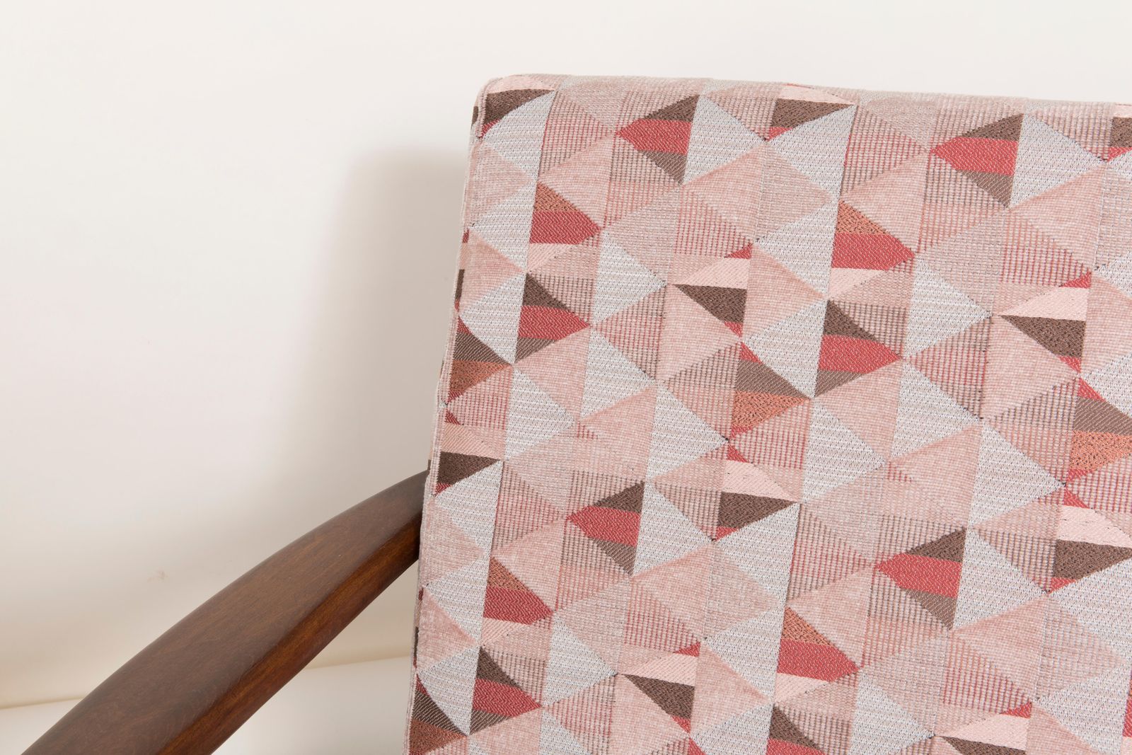 Geometric Pink Print Velvet Armchair, 1960s, Poland photo vintage