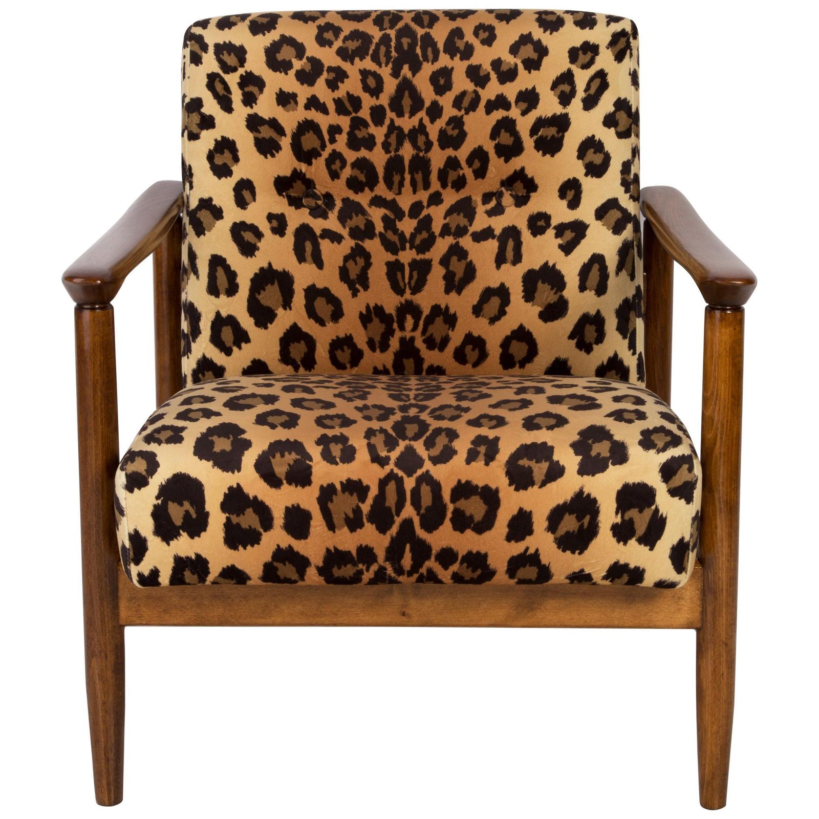 Mid Century Luipaard Velvet Fauteuil, Hollywood Regency, Edmund Homa, Jaren 1960, Polen