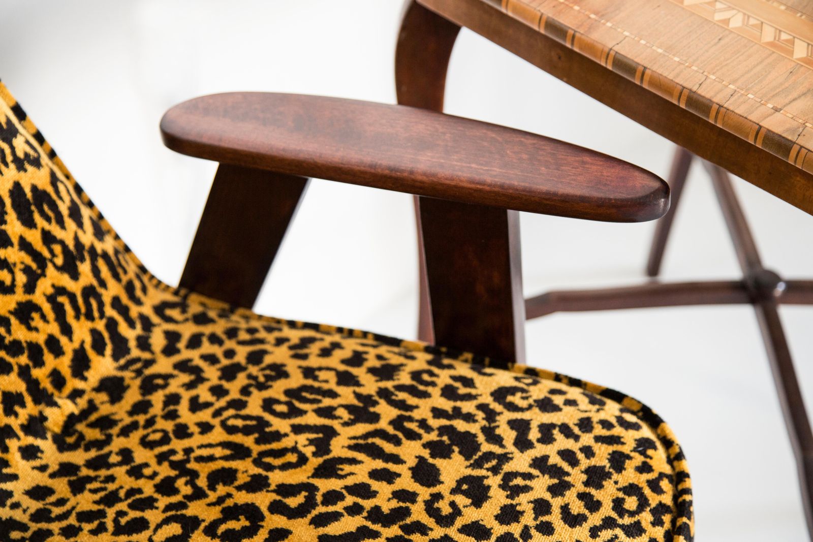 photo for sale Mid Century 366 Armchair In Leopard Velvet, Jozef Chierowski, Europe 1960s