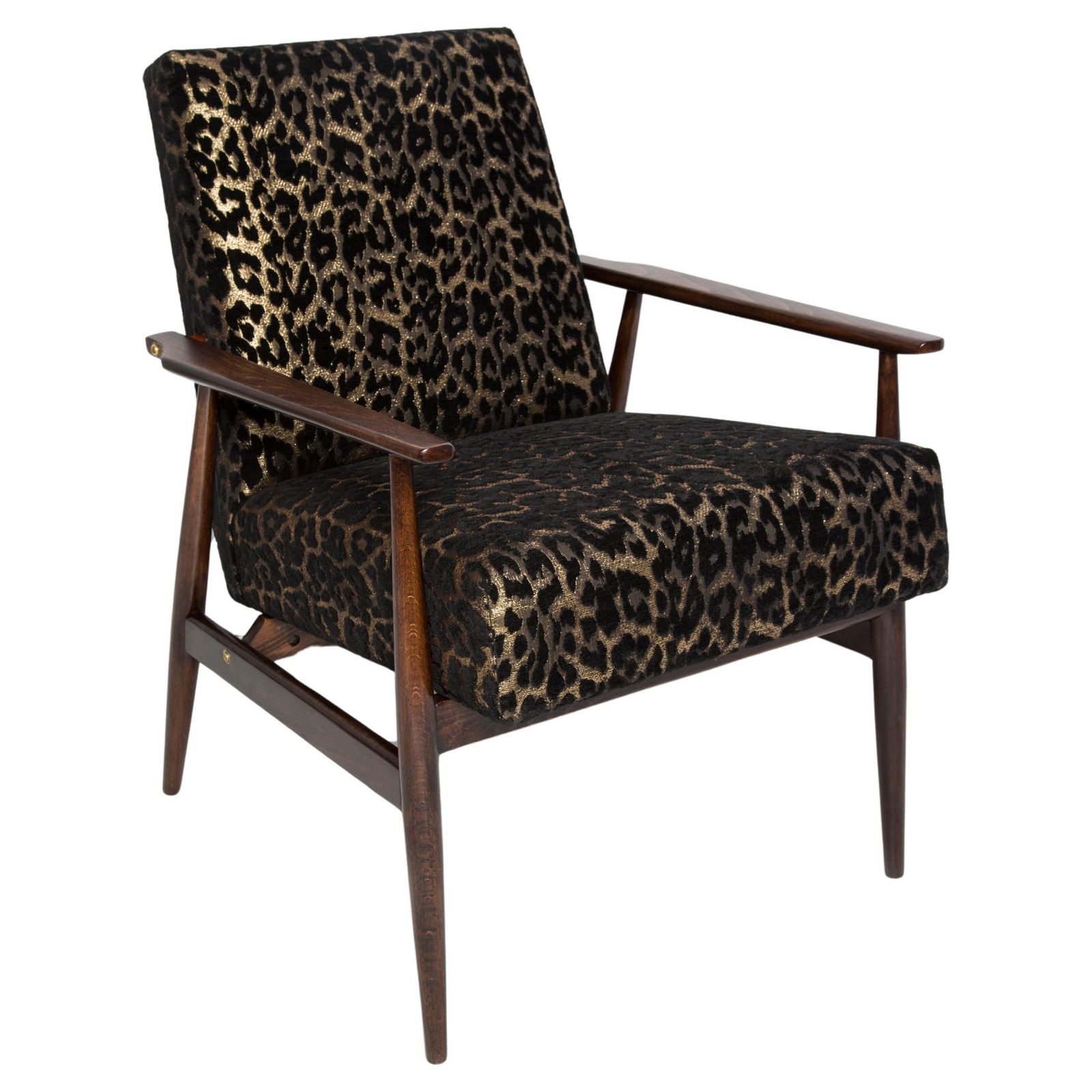 Mid Century Leopard Print Velvet Dante Armchair, H. Lis, Europe, 1960s