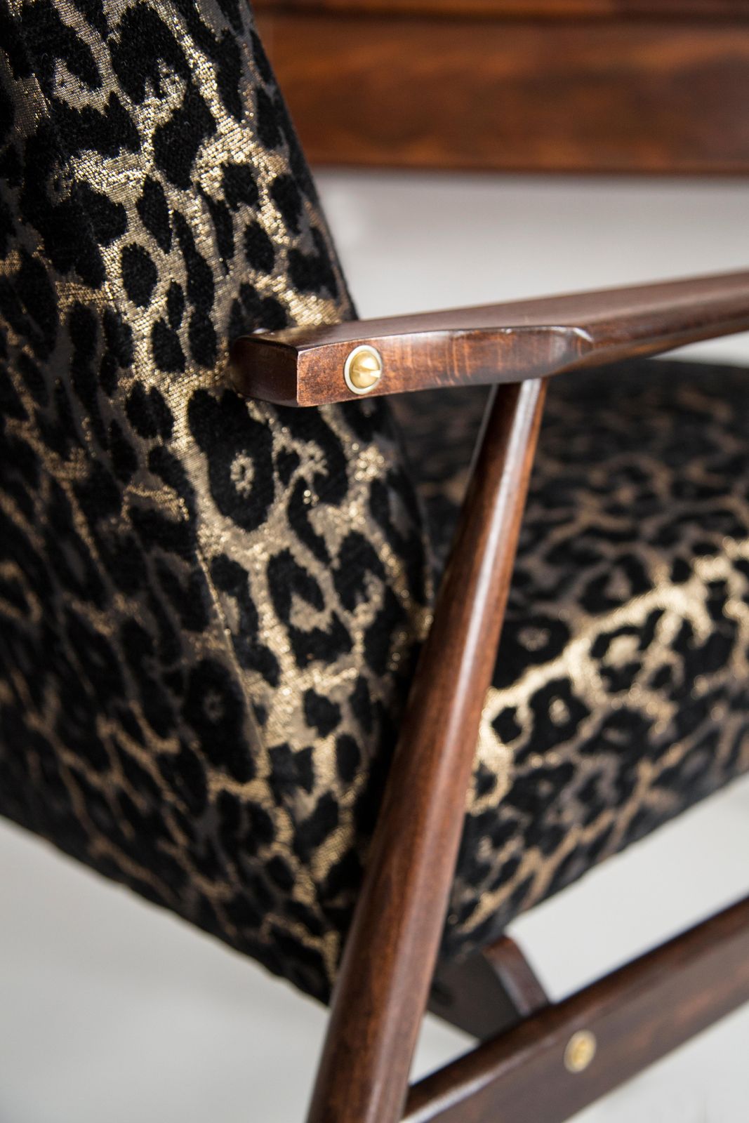Mid Century Leopard Print Velvet Dante Armchair, H. Lis, Europe, 1960s photo 1361.0
