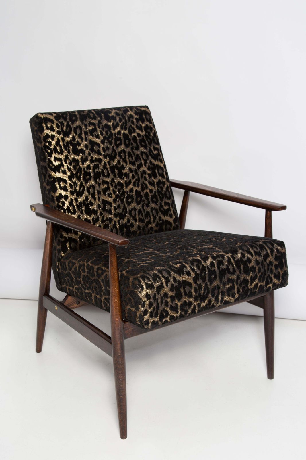 Mid Century Fauteuil Met Luipaardprint Fluweel, Dante, H. Lis, Europa, Jaren 1960 photo vintage