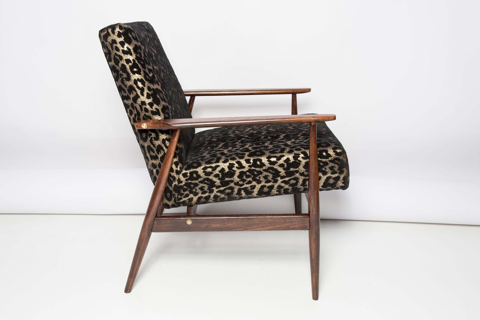 photo vinterior Mid Century Fauteuil Met Luipaardprint Fluweel, Dante, H. Lis, Europa, Jaren 1960