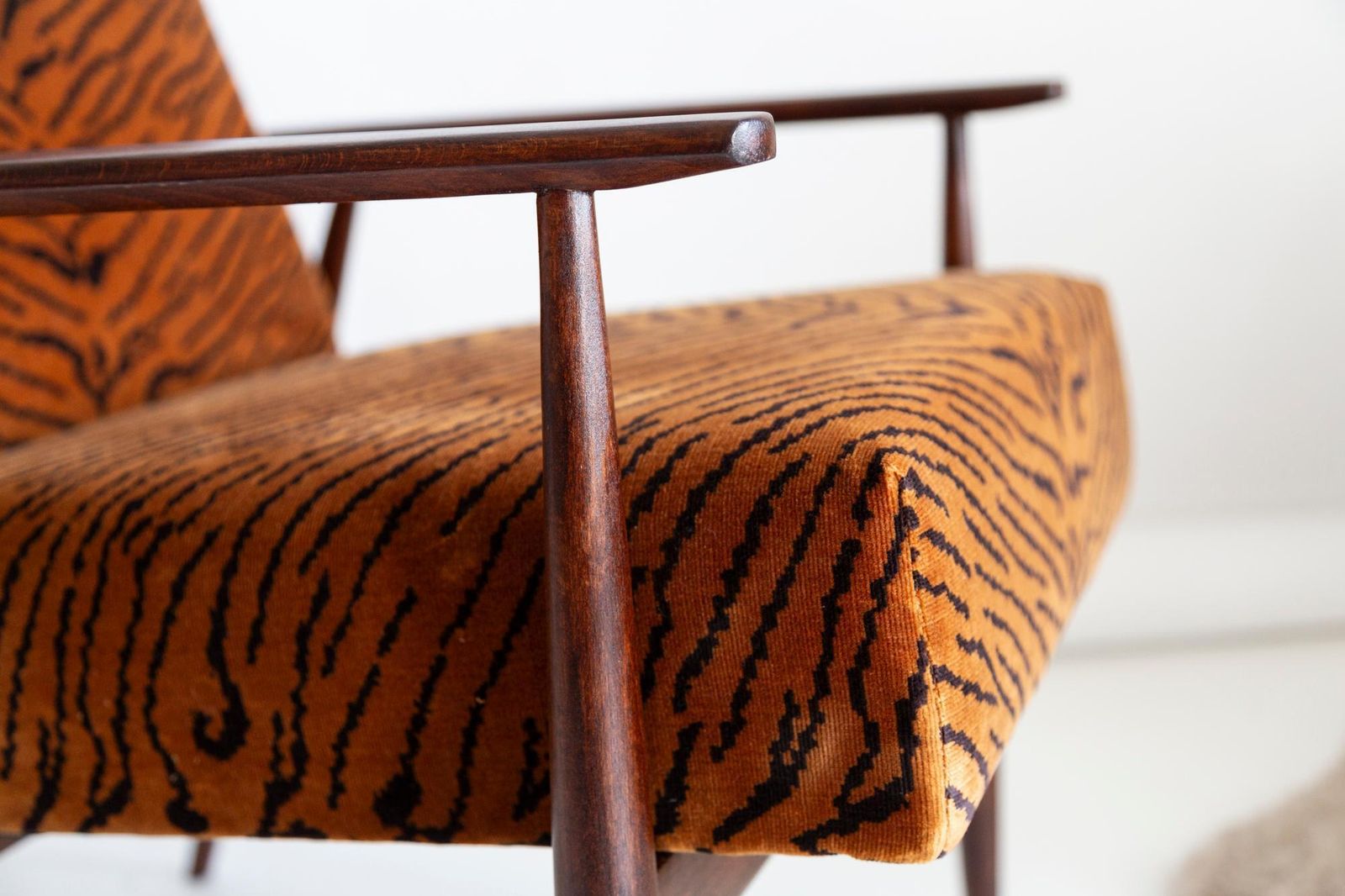 photo buy Mid Century Dedar Tiger Velvet Dante Armchair, H. Lis, Europe, 1960s