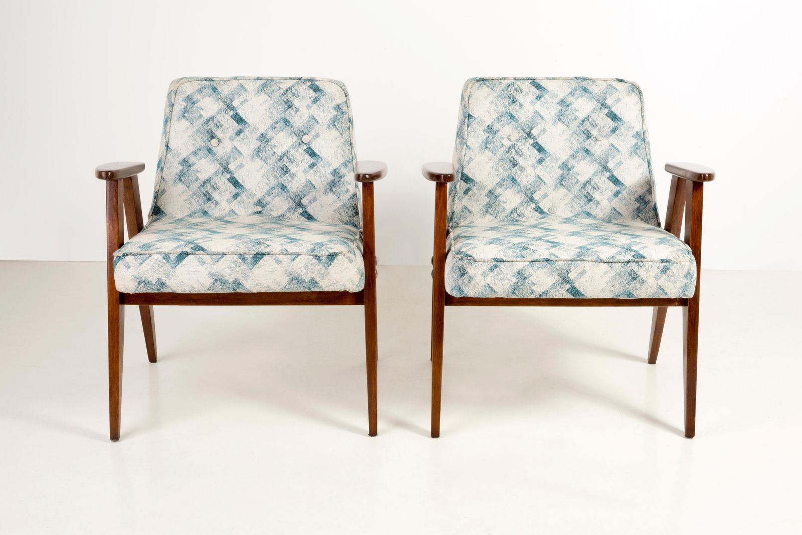 Set Of Two Light Green Pattern 366 Armchair, Jozef Chierowski, 1960s photo for sale