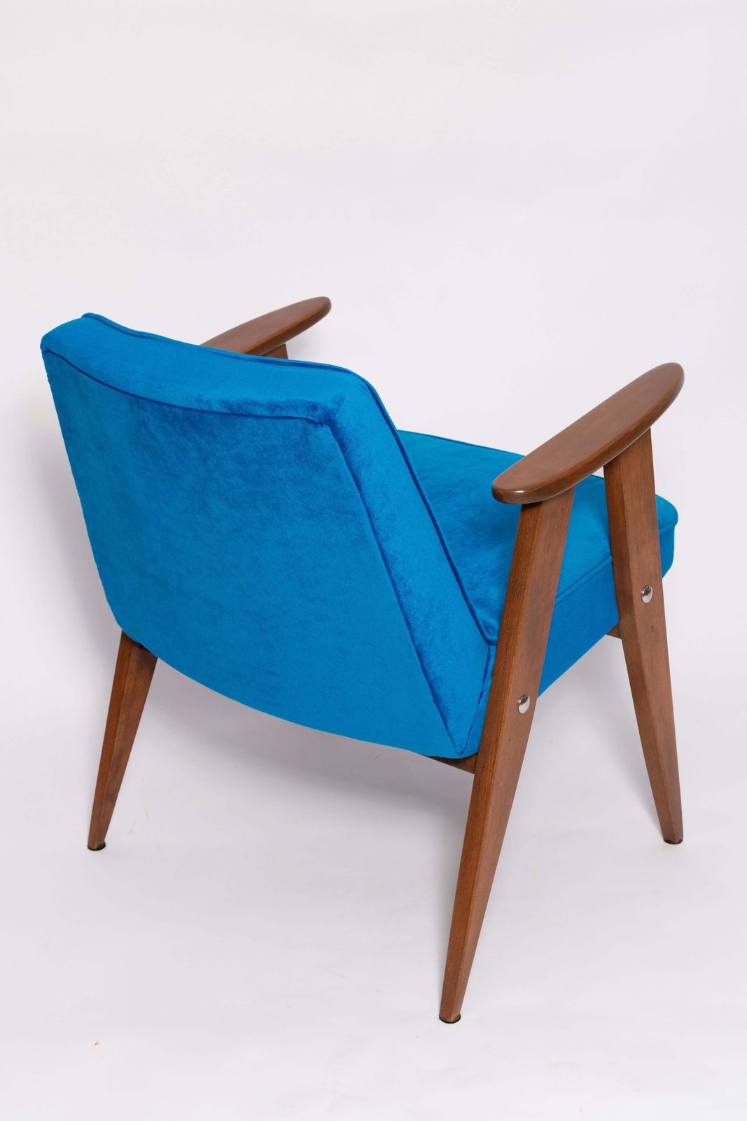 Mid Century 366 Armchair In Blue Velvet, By Jozef Chierowski, Europe 1960s photo vintage
