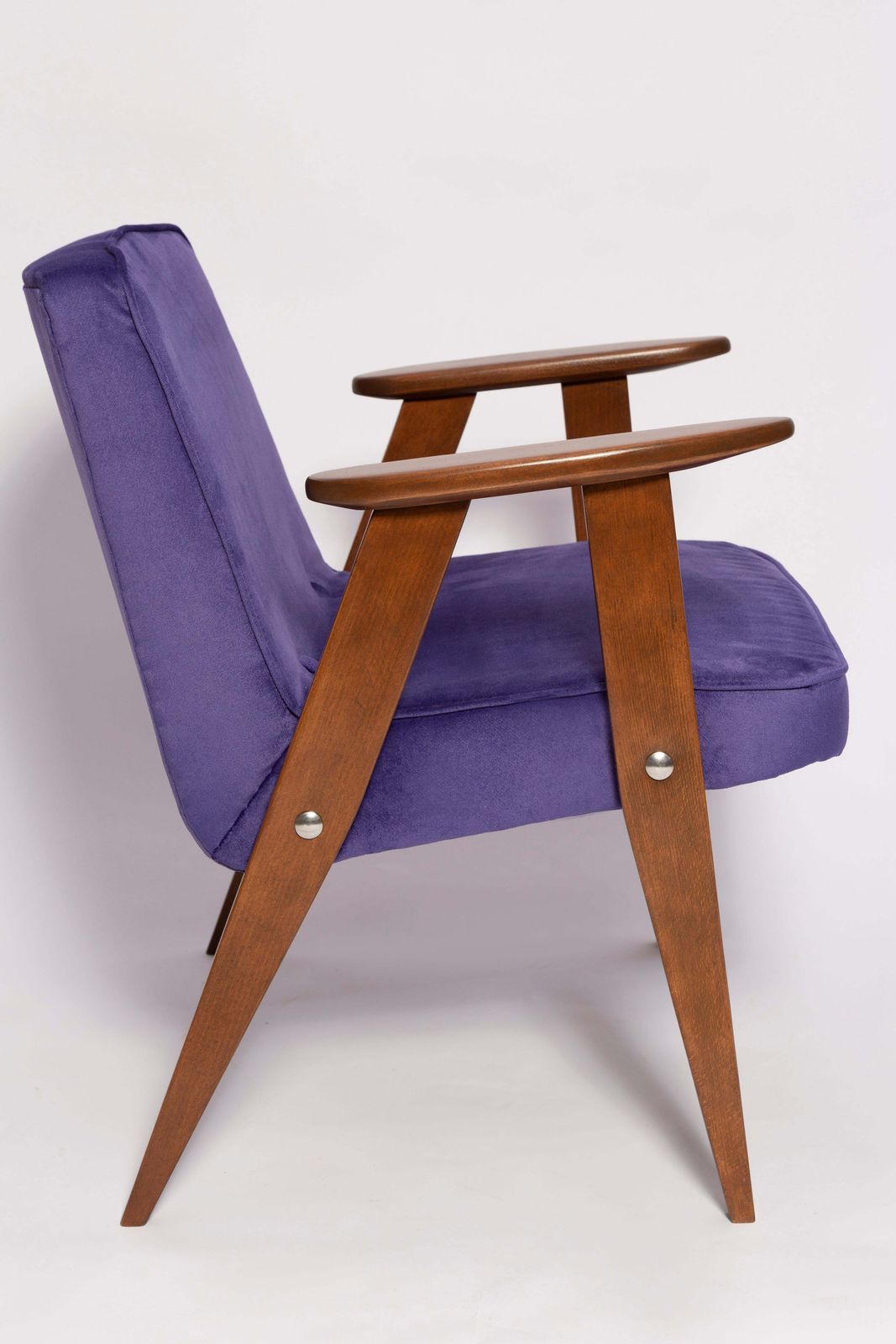 Mid Century 366 Armchair In Purple Velvet, By Jozef Chierowski, Europe 1960s photo buy