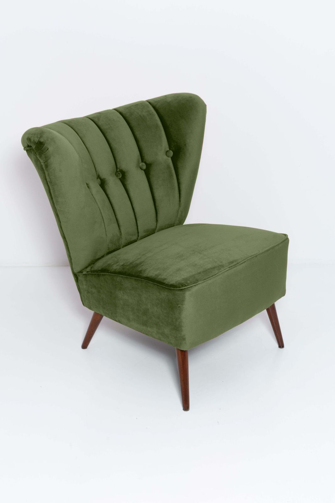 Midcentury Green Velvet Club Armchair, Europe, 1960s photo for sale