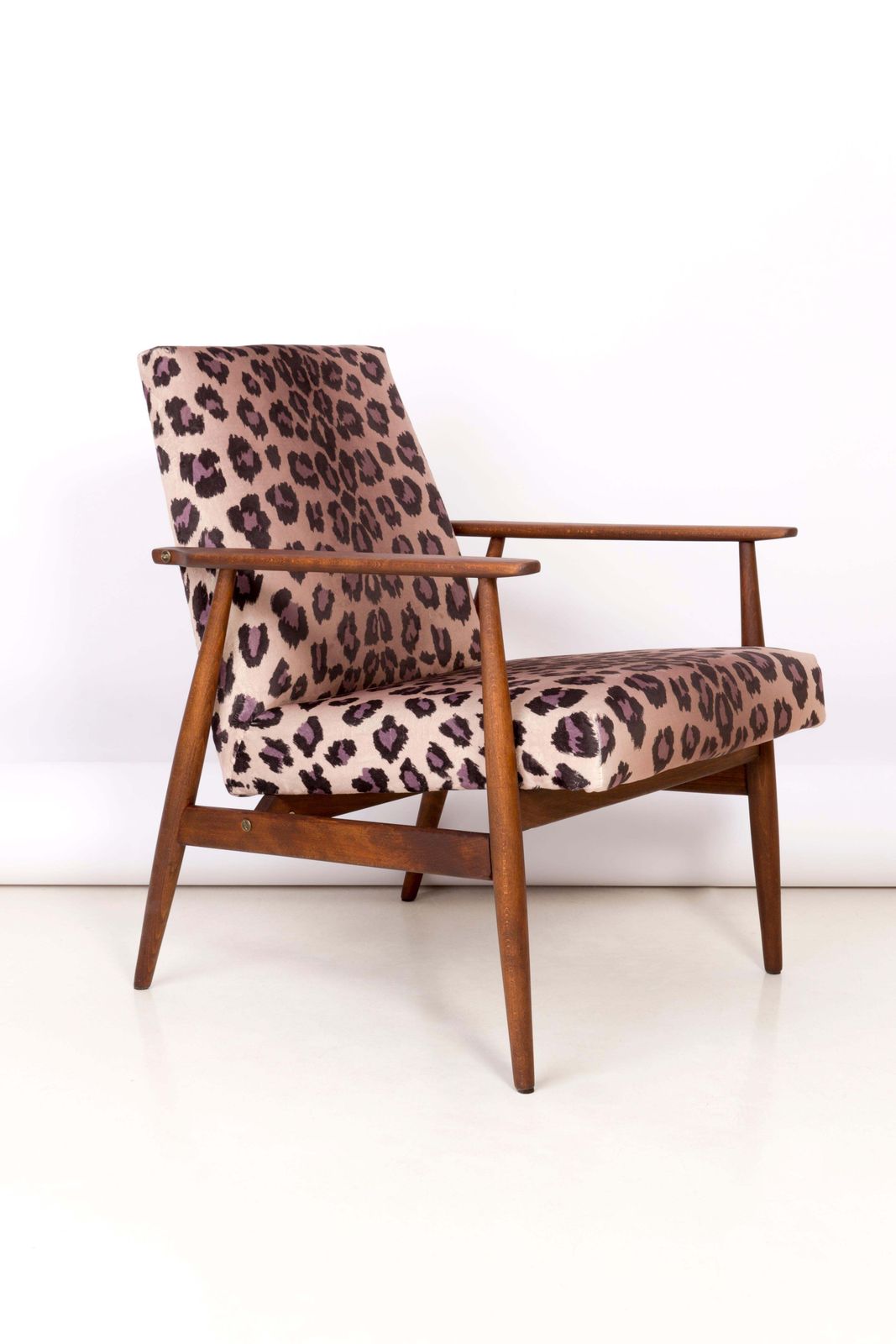 Midcentury Leopard Print Velvet Dante Armchair, H. Lis, 1960s photo furniture