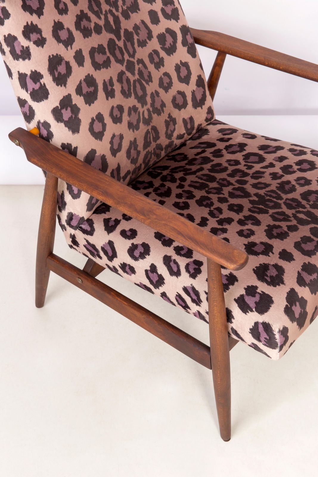 Midcentury Leopard Print Velvet Dante Armchair, H. Lis, 1960s photo for sale
