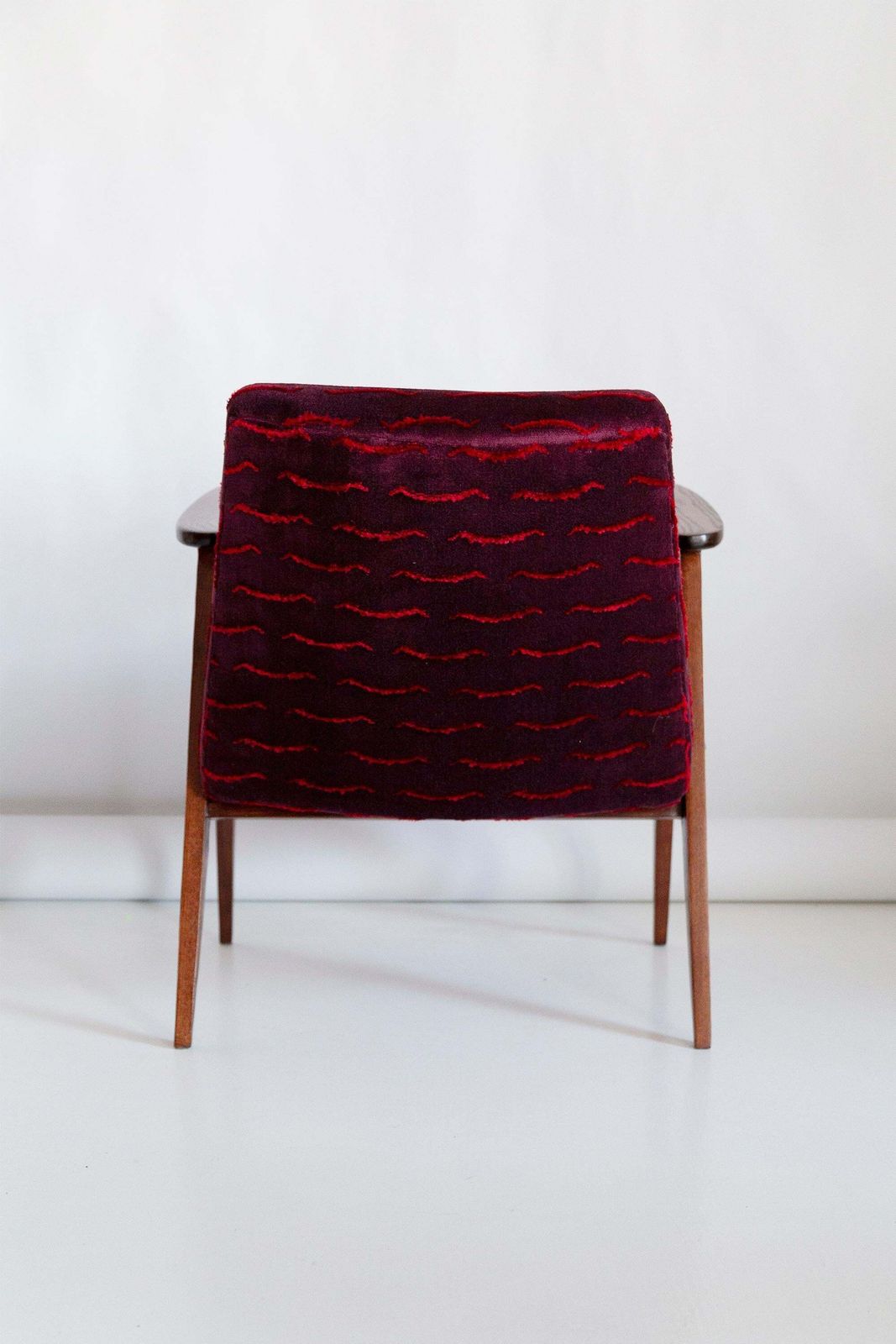 1531.0 Mid Century 366 Armchair, Dark Red Velvet, By Jozef Chierowski, Europe, 1960s photo
