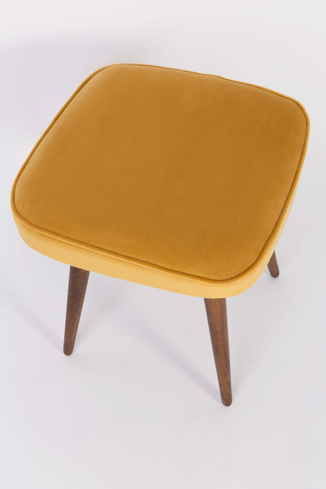 Mid Century Mustard Yellow Velvet Foot Stool, Europe, 1960s photo furniture