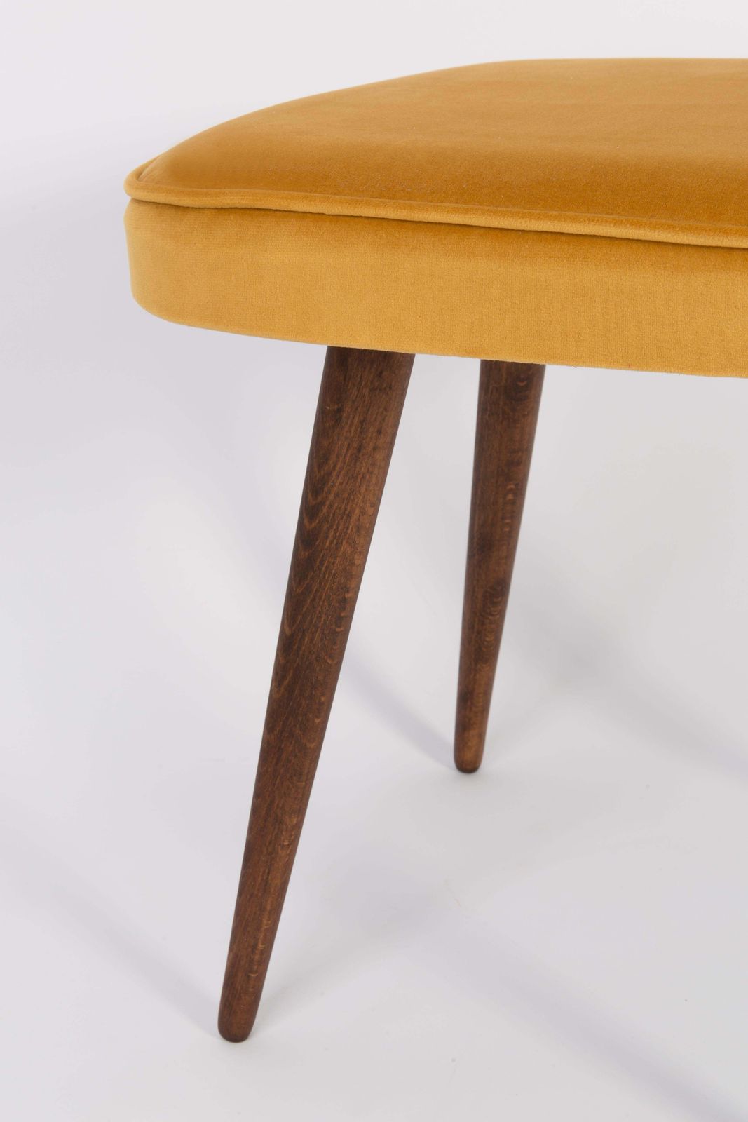 Mid Century Mustard Yellow Velvet Foot Stool, Europe, 1960s photo for sale