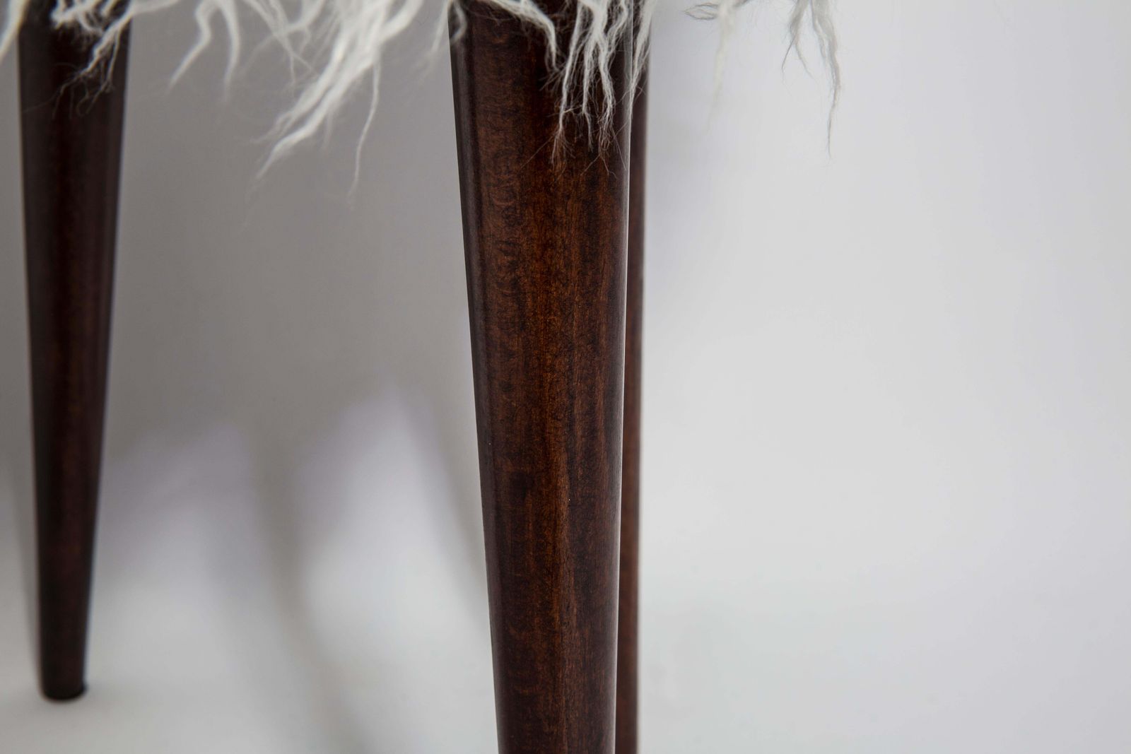 Mid Century Alpaca White Faux Fur Stool, Europe, 1960s photo buy