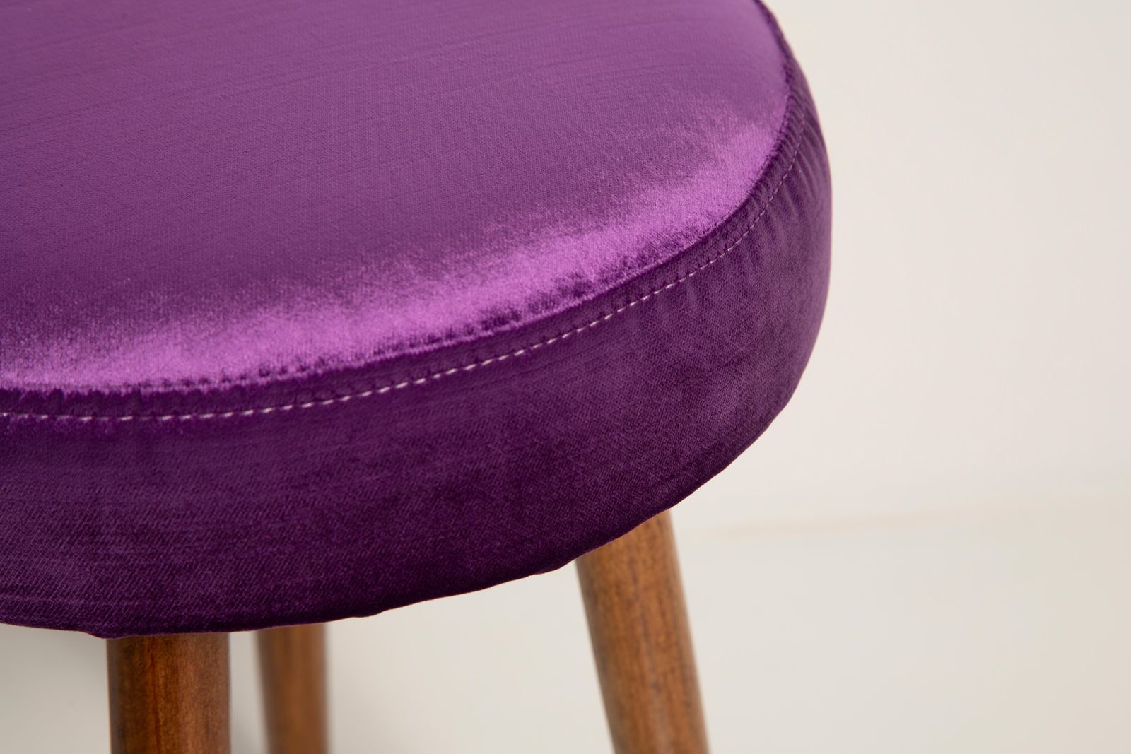 Mid Century Glossy Purple Velvet Stool, Europe, 1960s photo 213.0