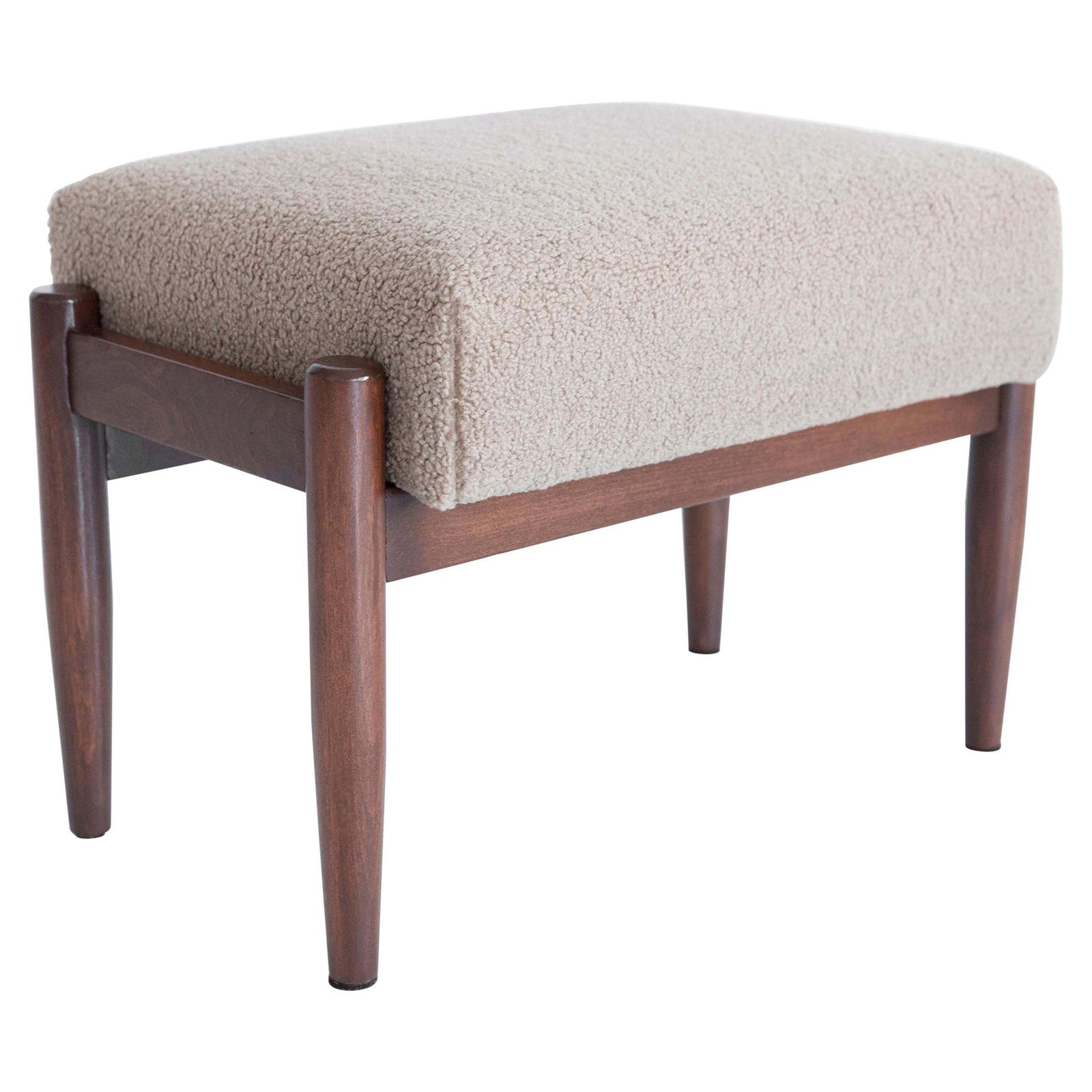 Mid Century Camel Boucle Vintage Stool, Edmund Homa, 1960s
