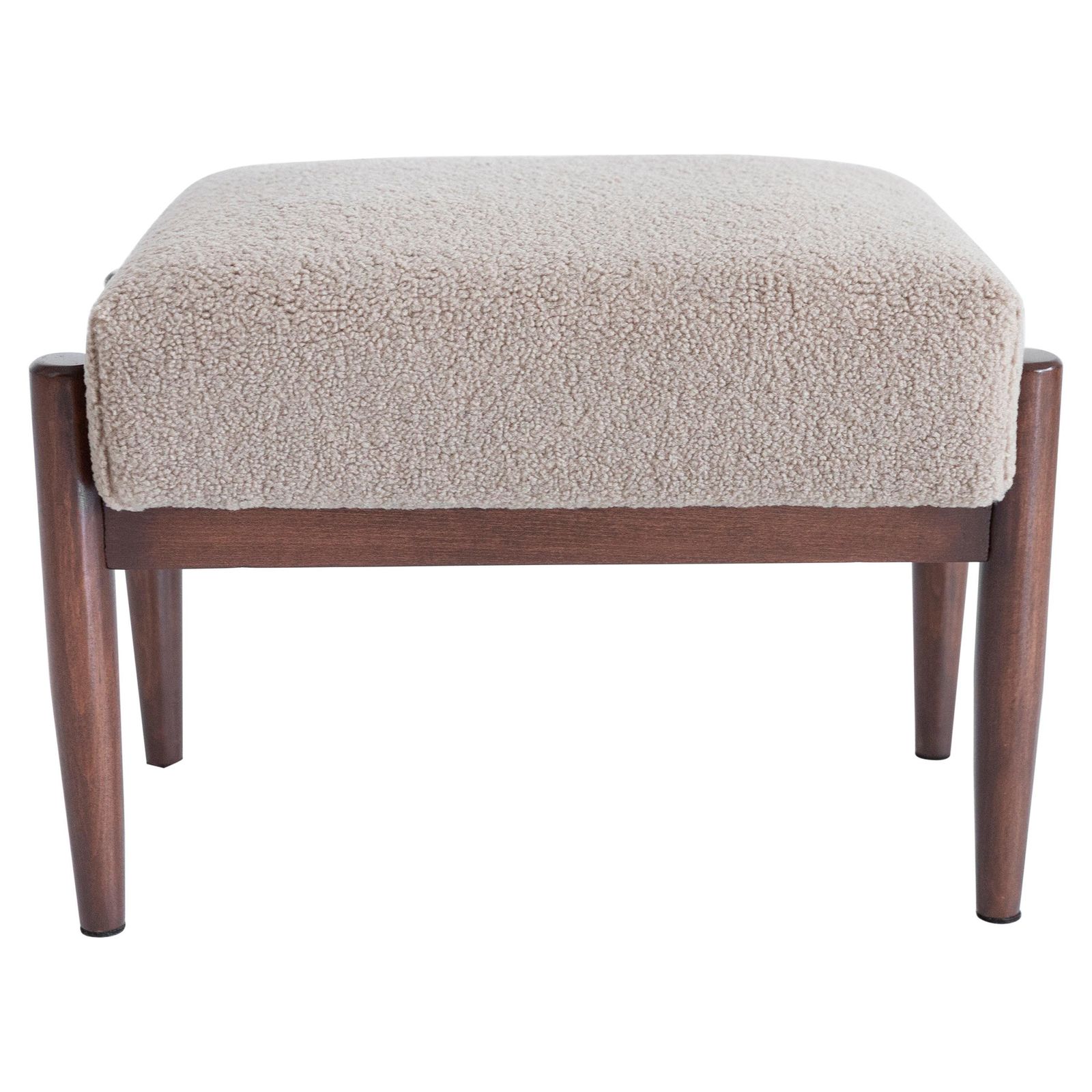 Mid Century Camel Boucle Vintage Stool, Edmund Homa, 1960s photo furniture