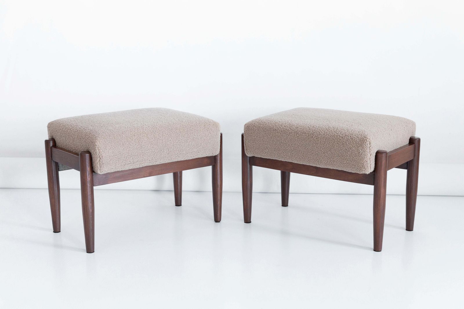 Mid Century Camel Boucle Vintage Stool, Edmund Homa, 1960s photo buy