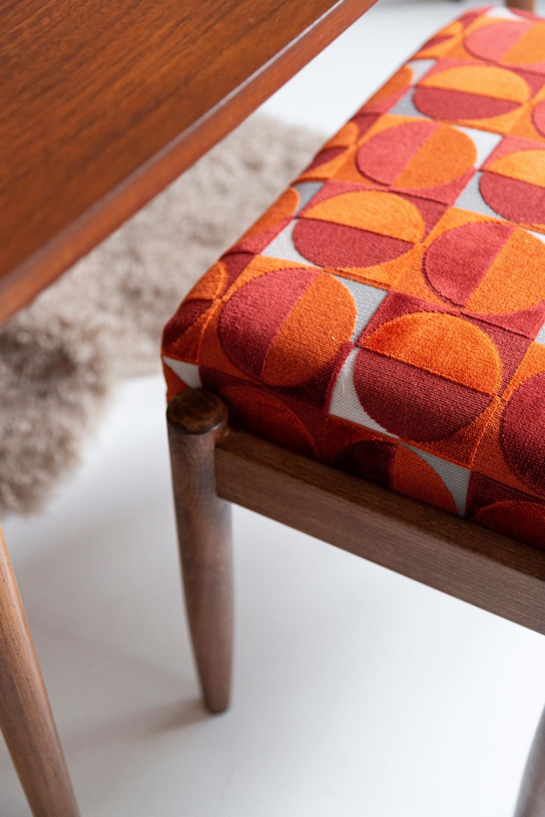 Midcentury Red And Orange Vintage Stool, Edmund Homa, 1960s photo furniture