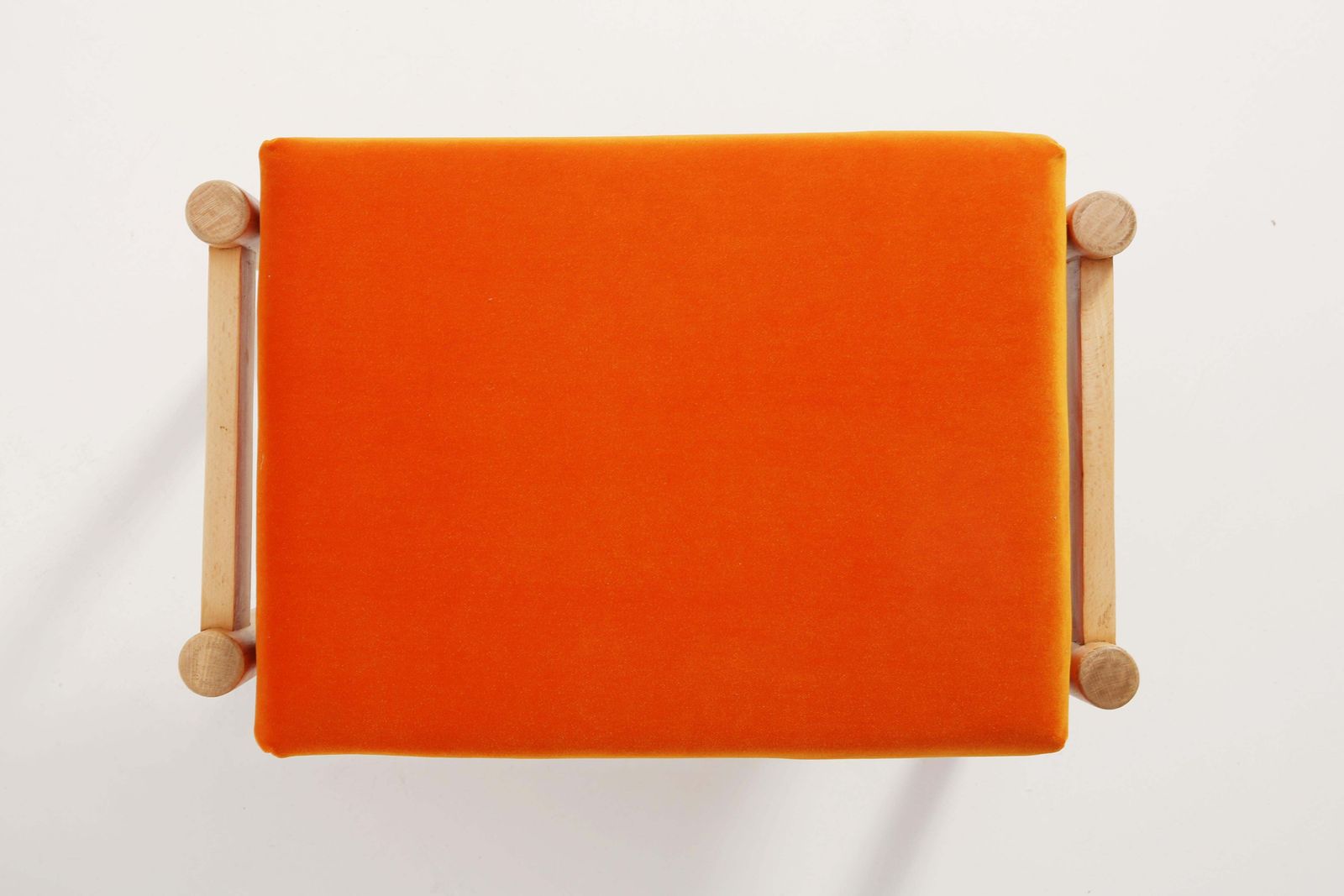 Mid Century Orange Velvet Vintage Stool, Edmund Homa, 1960s photo Furniture