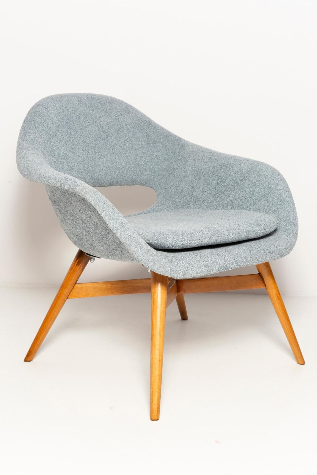 Mid Century Light Blue Shell Chair, Miroslav Navratil, Czechoslovakia, 1960s photo vintage
