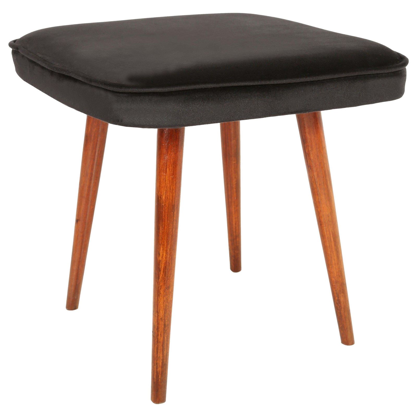 Pair Of Mini Black Velvet Stools, Europe, 1960s