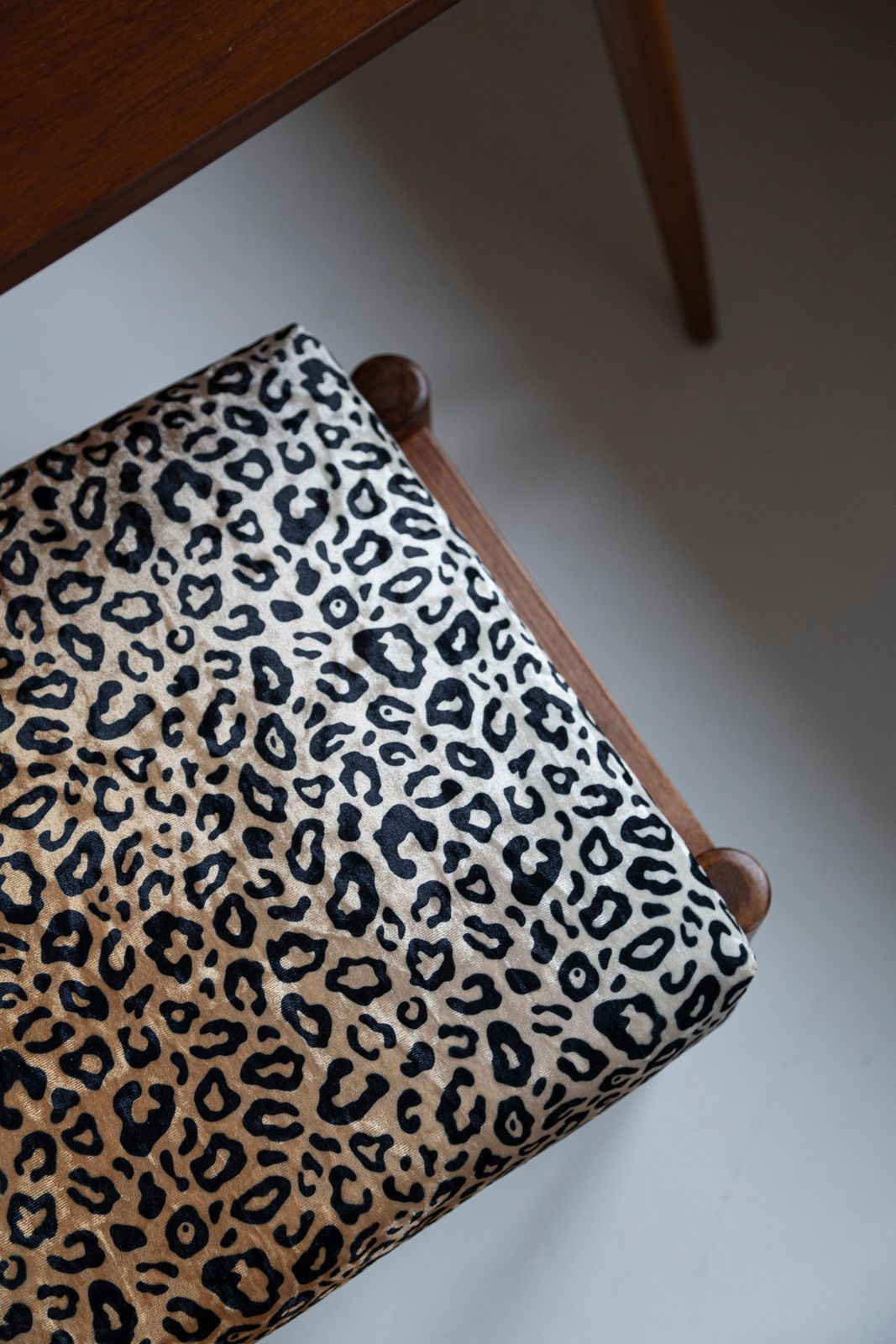 Pair Of Midcentury Leopard Velvet Vintage Stools, Edmund Homa, 1960s photo Furniture