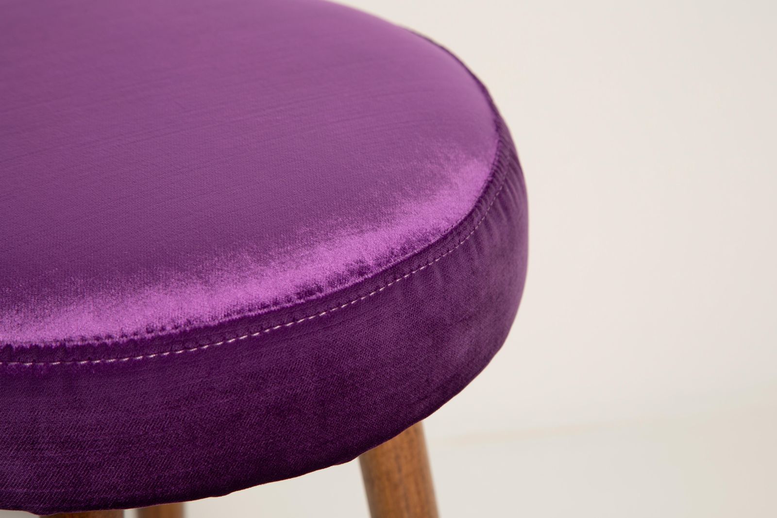 Set Of Two Mid Century Glossy Purple Velvet Stools, Europe, 1960s photo 408.0