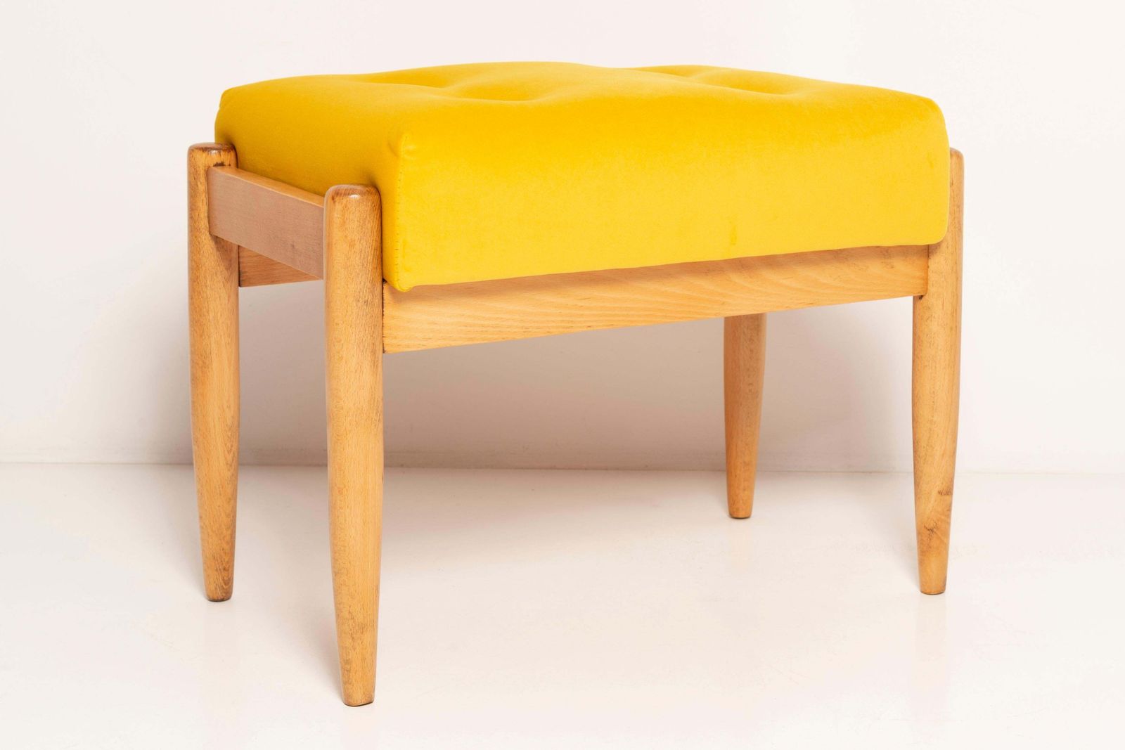 Set Of Two Mid Century Mustard Yellow Vintage Stools, Edmund Homa, 1960s photo for sale