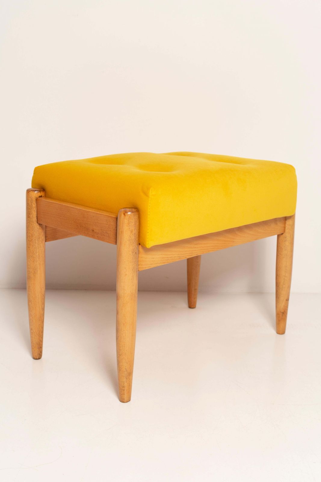 Set Of Two Mid Century Mustard Yellow Vintage Stools, Edmund Homa, 1960s photo vintage