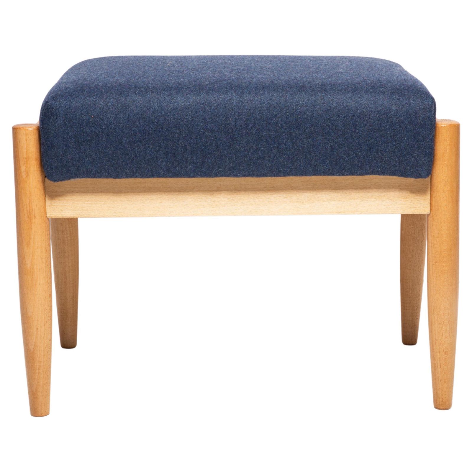 Mid Century Navy Blue Wool Vintage Stool, Edmund Homa, 1960s