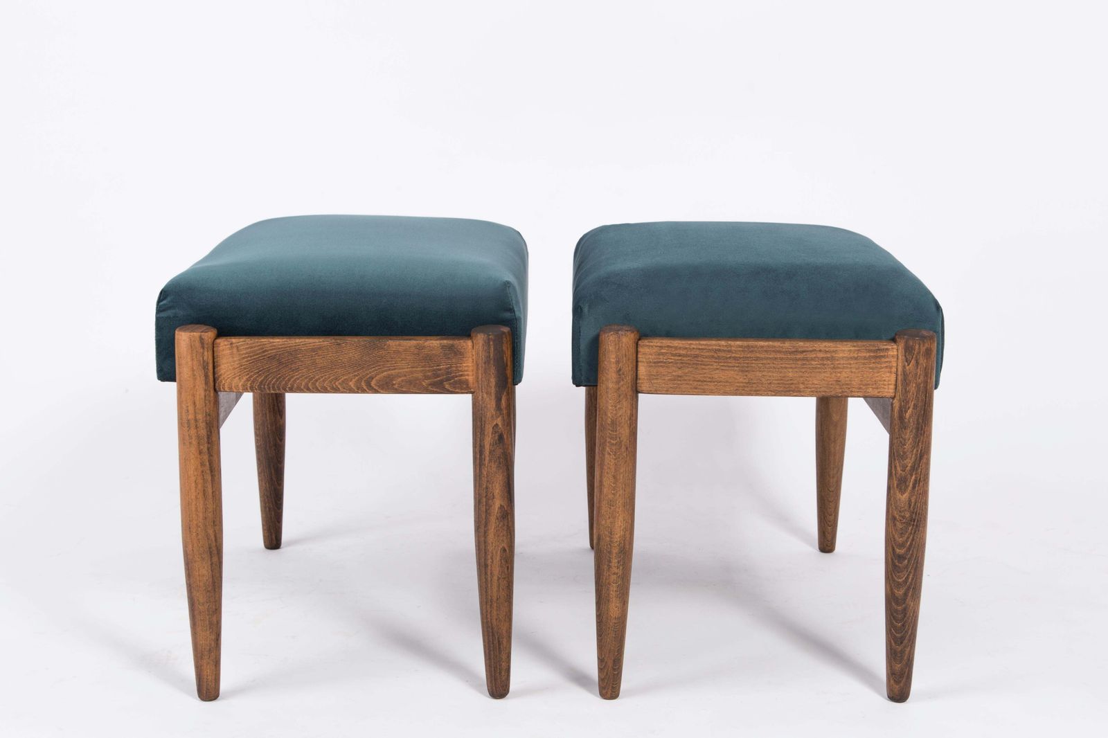 Set Of Two Petrol Blue Vintage Stools, Edmund Homa, 1960s photo 638.0
