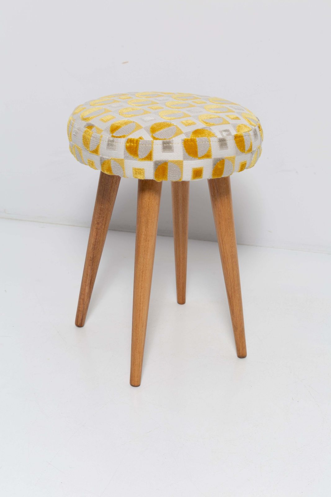 Set Of Two Mid Century Yellow And Beige Stools, Europe, 1960s photo for sale